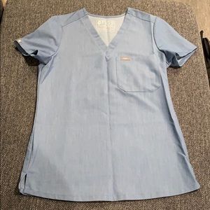 FIGS Casma Scrub Top Heather Denim - XXS